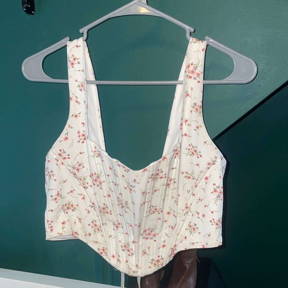 Floral lace up corset